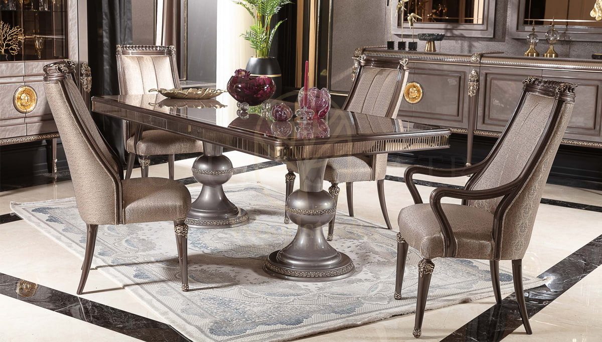 Royal Bermuda Hand Carved Teak Dining Table Set, Saharanpur, view 3
