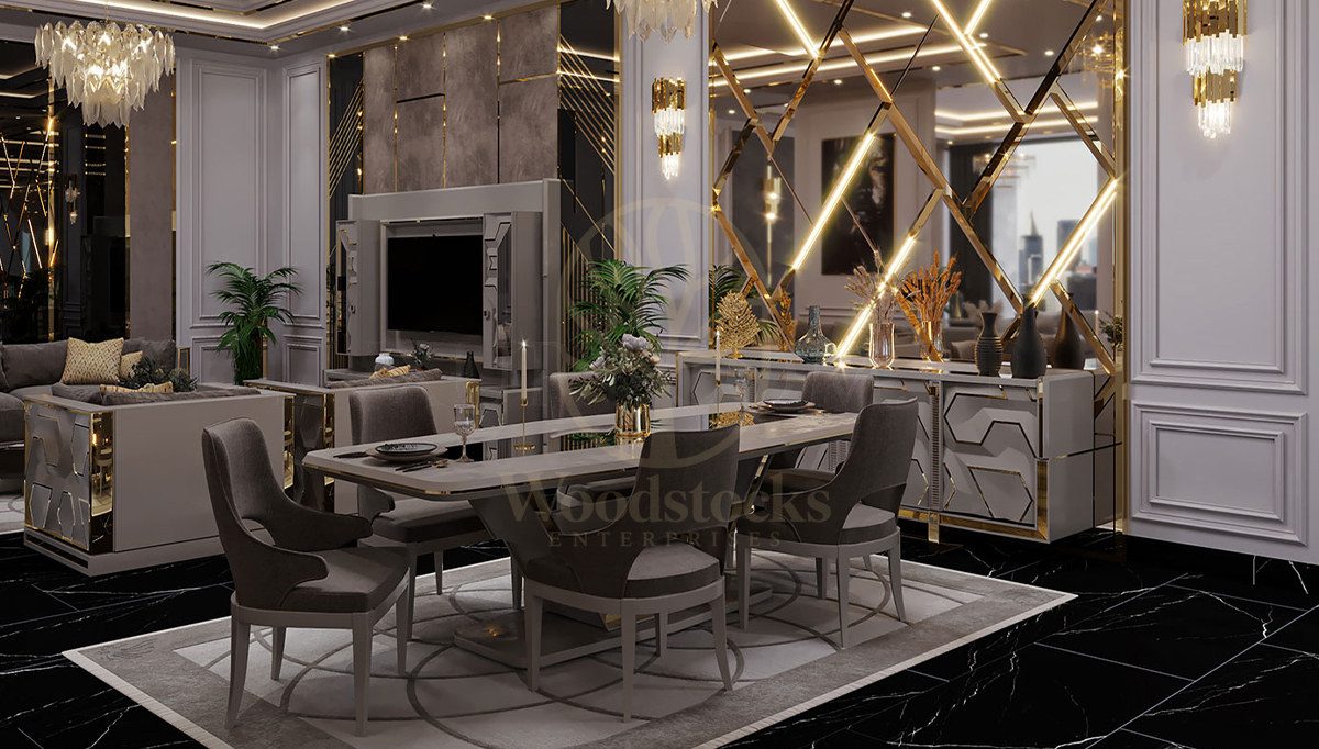 Luxury Gustora Handcrafted Teak Dining Table Set, Saharanpur, view 10