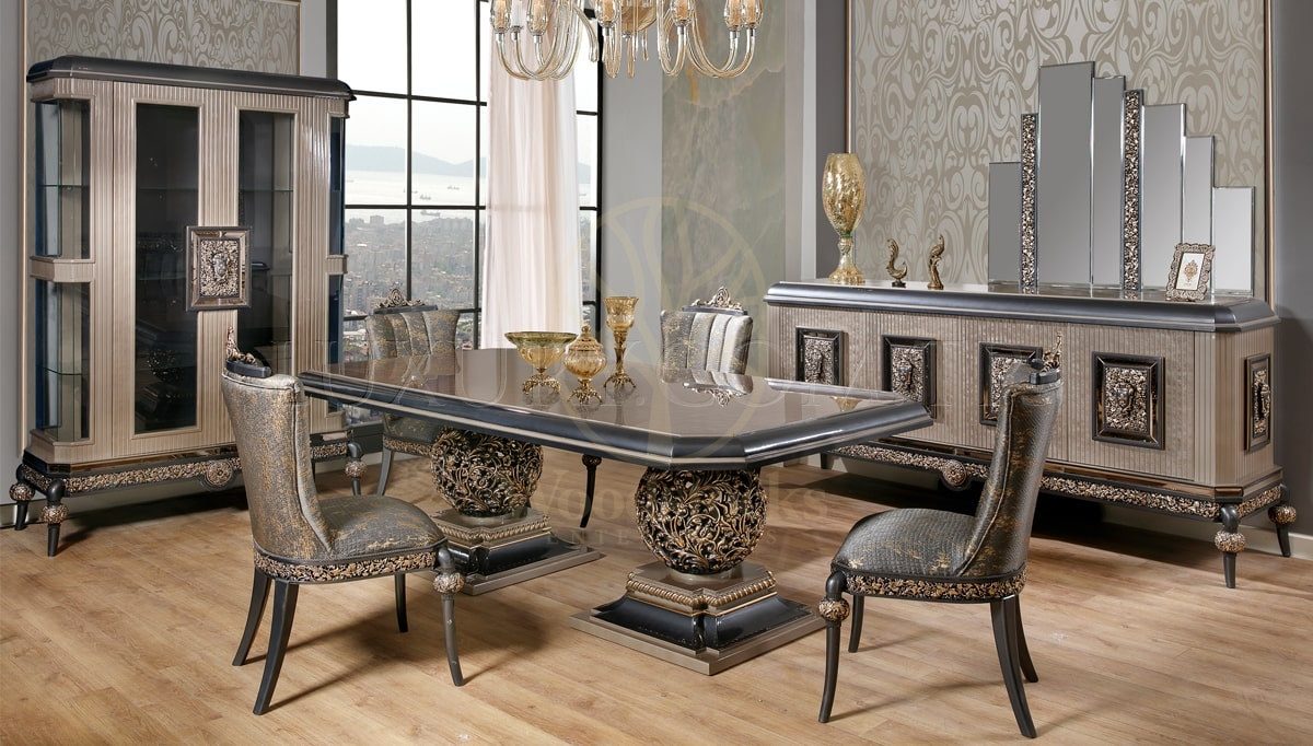 Royal Levis Hand Carved Teak Dining Table Set, Saharanpur, Dining Table