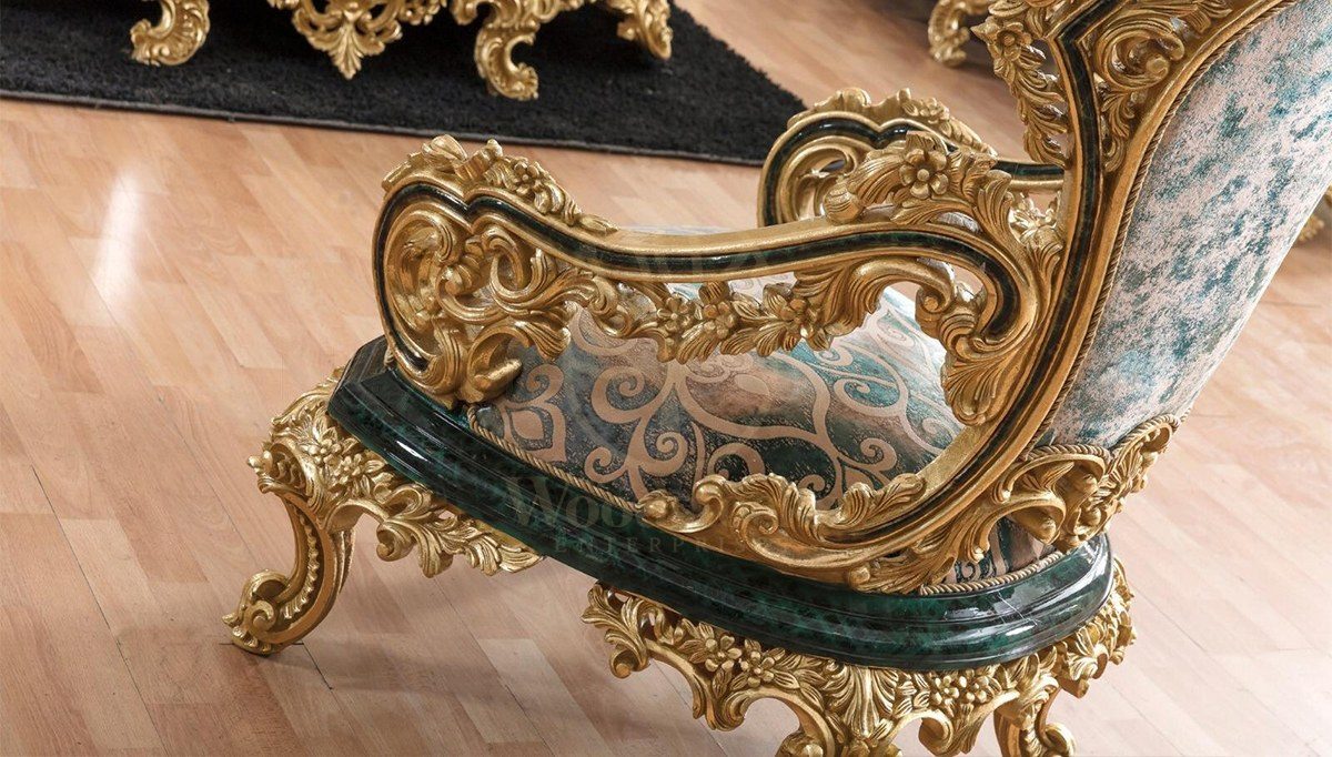Royal Hazar Green Hand Carved Teak Sofa Set, Saharanpur, view 4