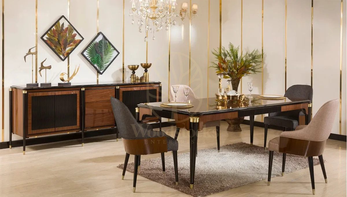 Royal Ruya Hand Carved Teak Dining Table Set, Saharanpur, Dining Table
