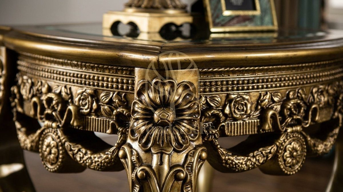 Teak Hand-Carved Antique Gold Corner Table III, view 4