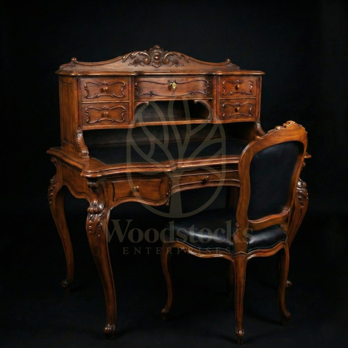Royal Teak Louis XV Écritoire de Salon Writing Suite, Saharanpur, Office & Study Table
