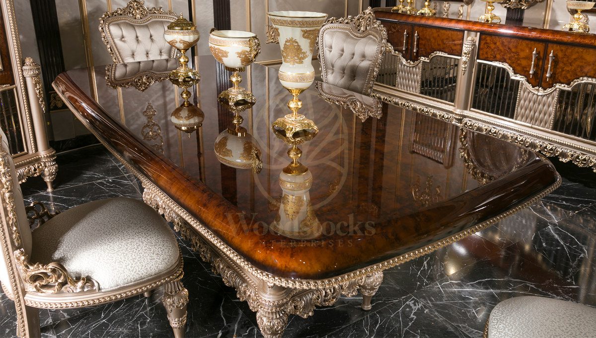 Royal Vesta Walnut Hand Carved Teak Dining Table Set, Saharanpur, view 2