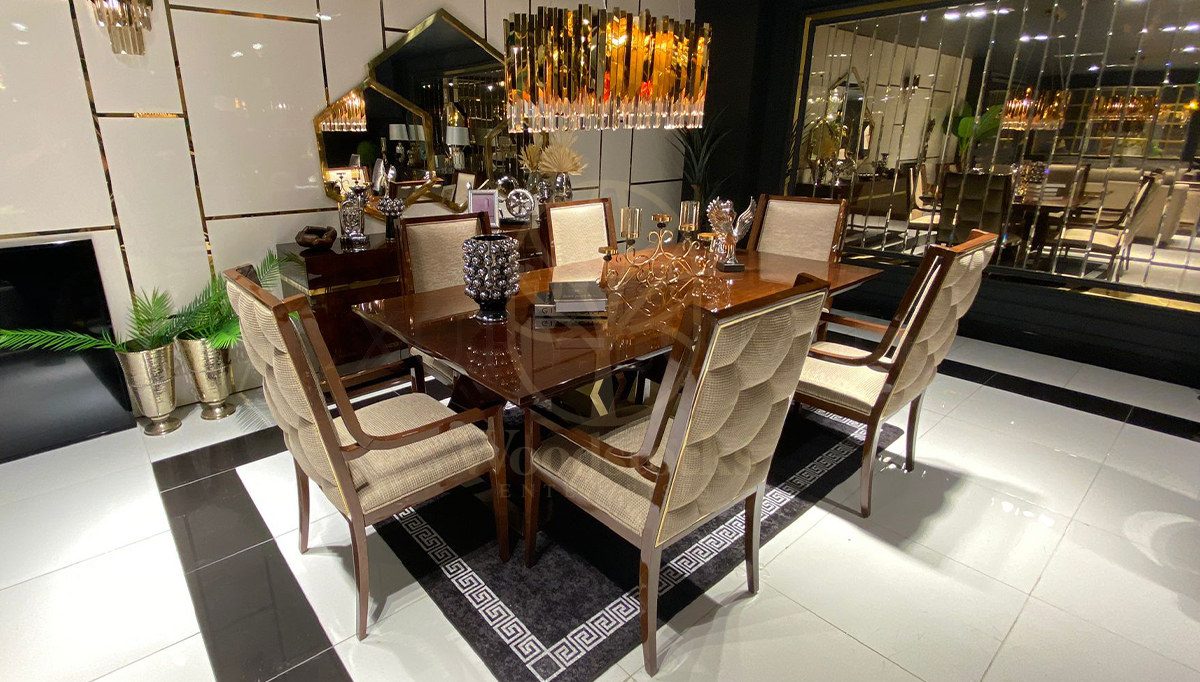 Luxury Elsium Handcrafted Teak Dining Table Set, Saharanpur, view 8
