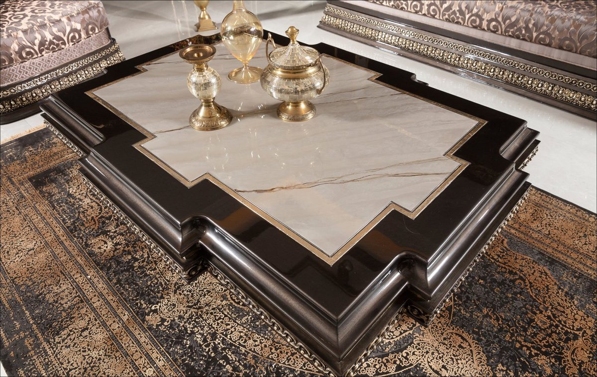 Teak Palace Brown and Gold Center Table, Center Table