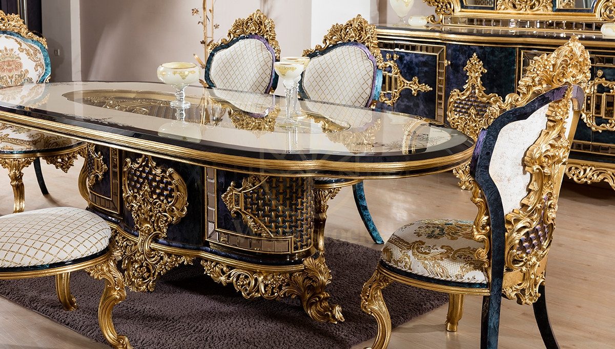 Royal Dubai Hand Carved Teak Dining Table Set, Saharanpur, view 3