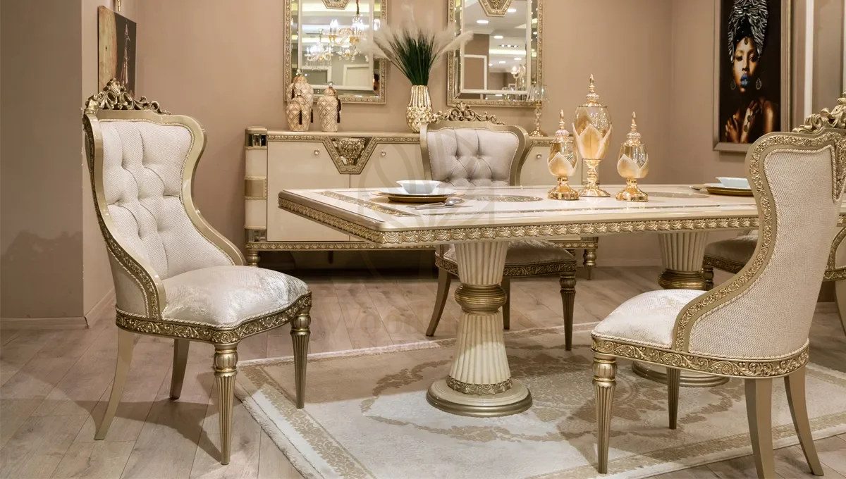 Royal Baxter Hand Carved Teak Dining Table Set, Saharanpur, view 5