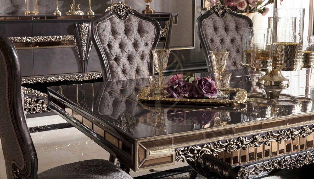 Royal Eritre Chesterfield Hand Carved Teak Dining Table Set, Saharanpur, view 9