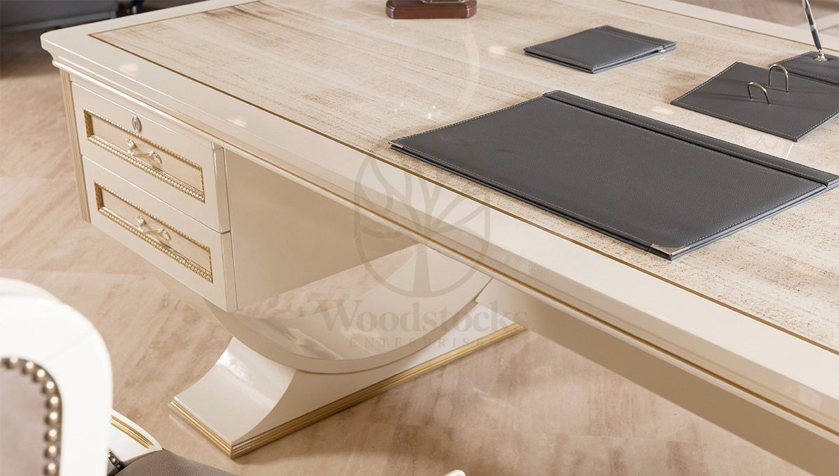 Royal Mudiyah Hand Carved Teak Office Table, Saharanpur, view 5