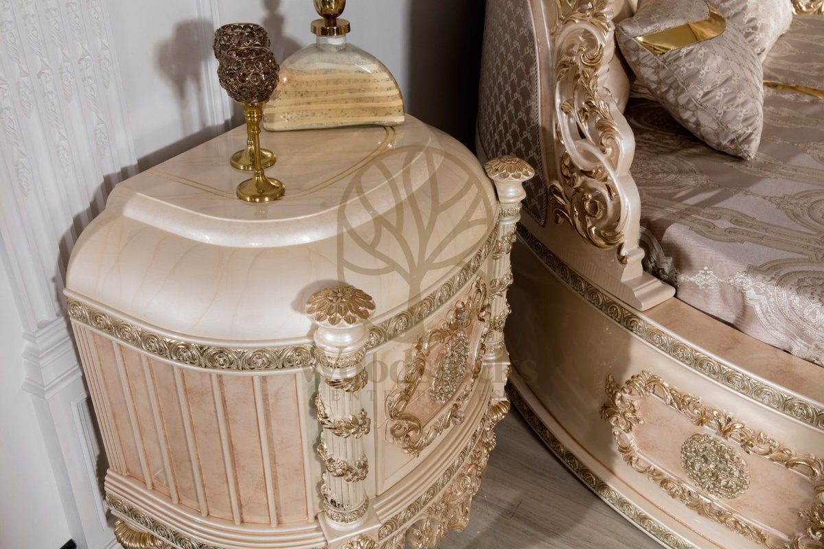 Teak Palace Cream and Gold 4-Piece King Size Bed, view 19