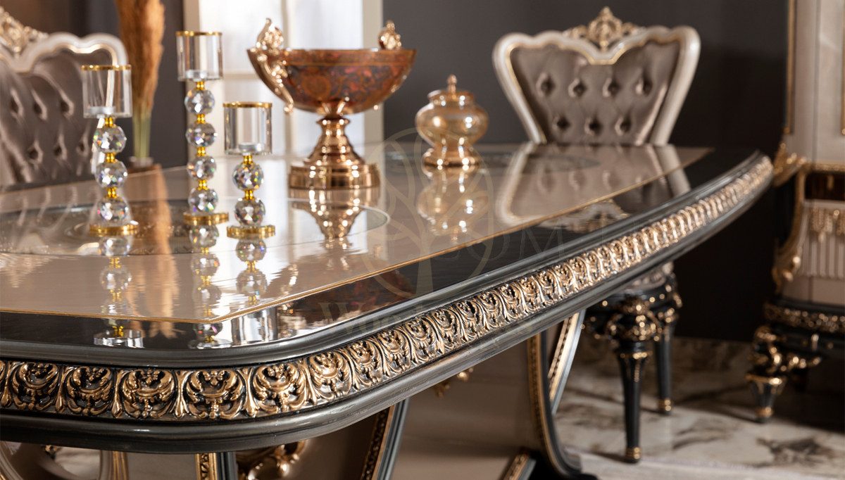 Royal Almina Hand Carved Teak Dining Table Set, Saharanpur, view 3