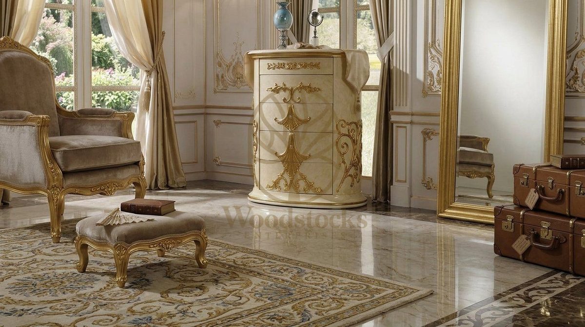 Teak Ornate Gold Chest of Drawers, view 5