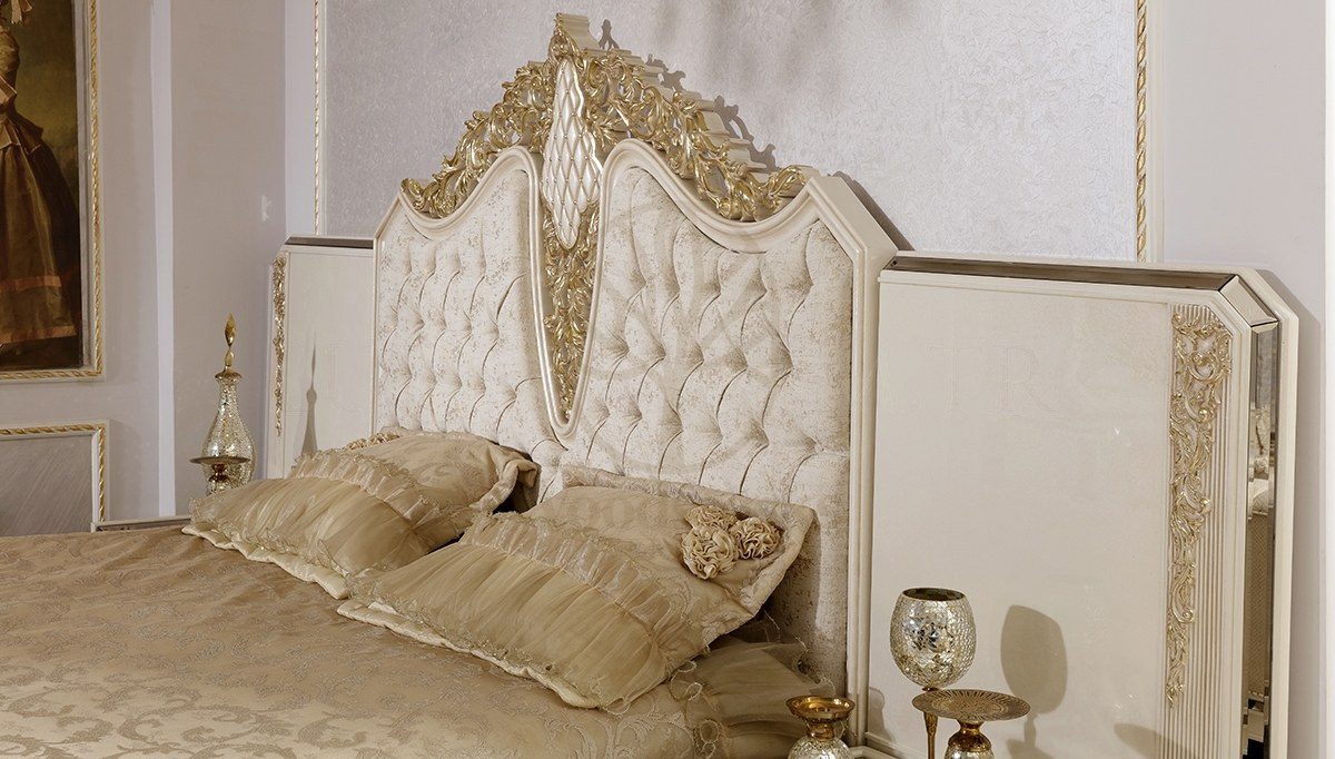 Royal Rabesa White Hand Carved Teak King Size Bed, Saharanpur, view 3