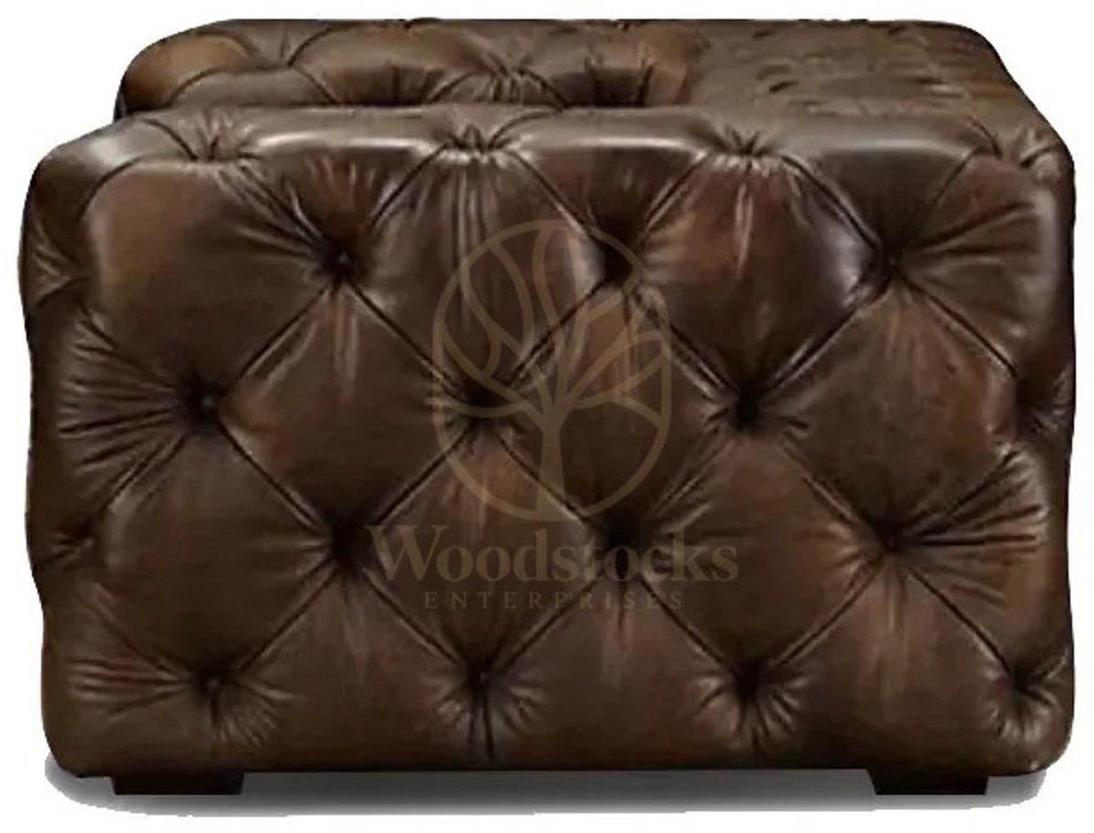 Royal Halifax Chesterfield Leather Hand Carved Teak Sofa Set, Saharanpur, view 3