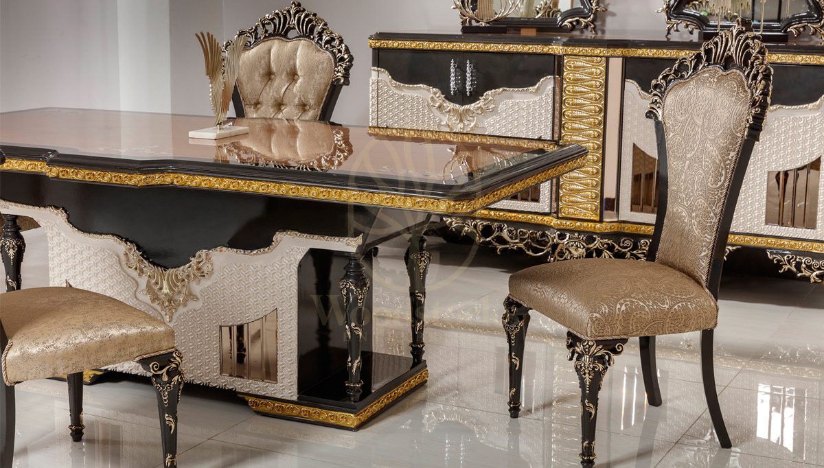 Royal Selda Hand Carved Teak Dining Table Set, Saharanpur, view 3