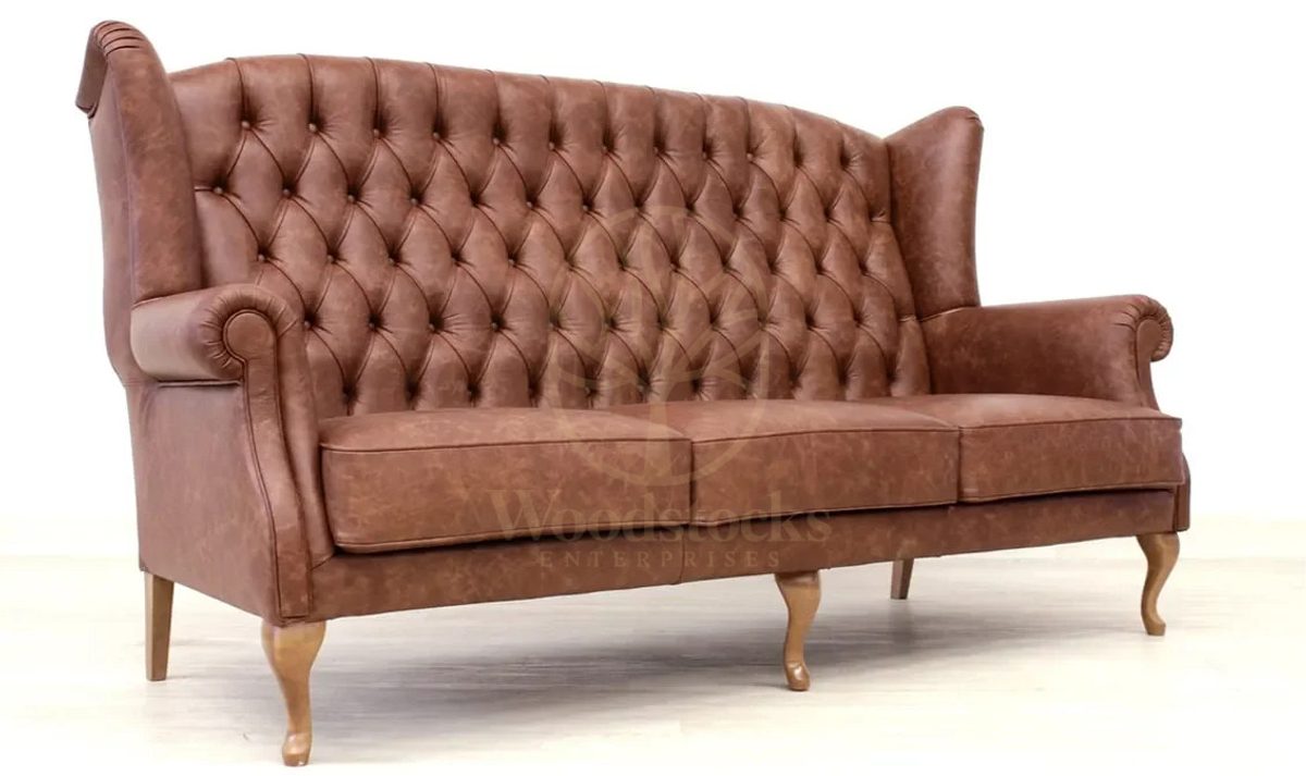 Royal Verona Chesterfield Tufted Hand Carved Teak Sofa Set, Saharanpur, Sofa Set
