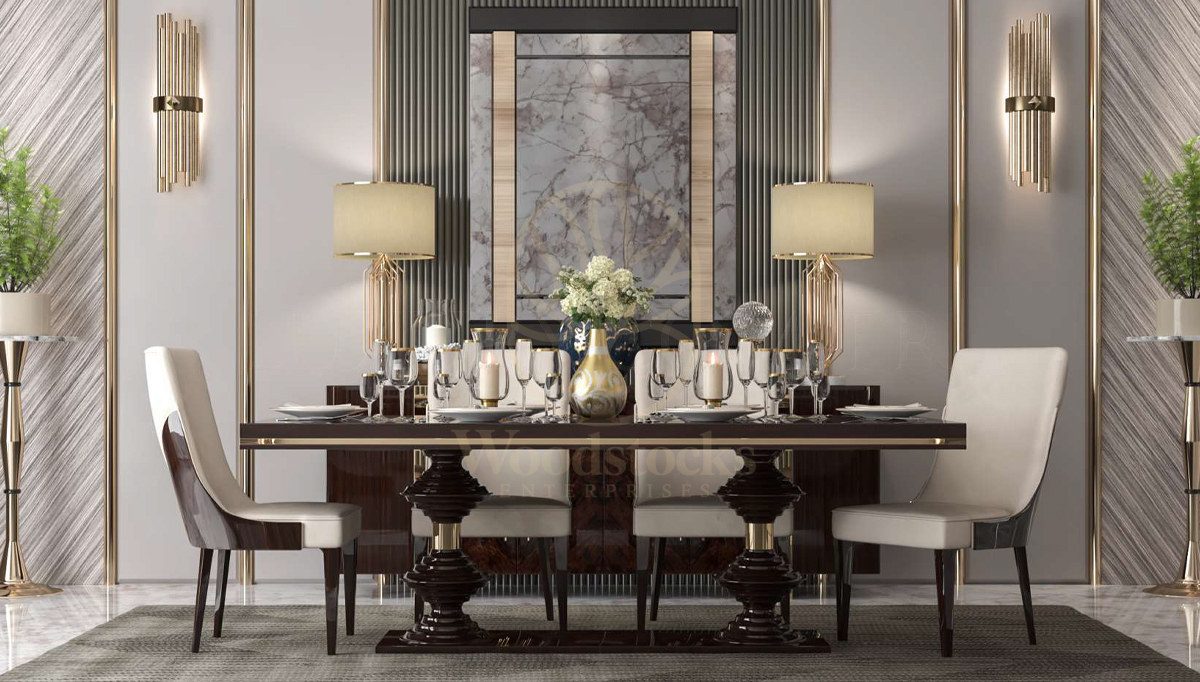 Luxury Senteus Handcrafted Teak Dining Table Set, Saharanpur, Dining Table