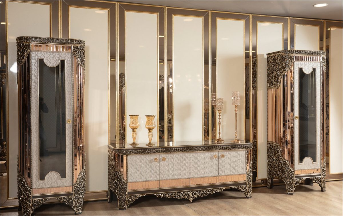 Teak Lagos Ivory and Copper TV Cabinet, TV Cabinet