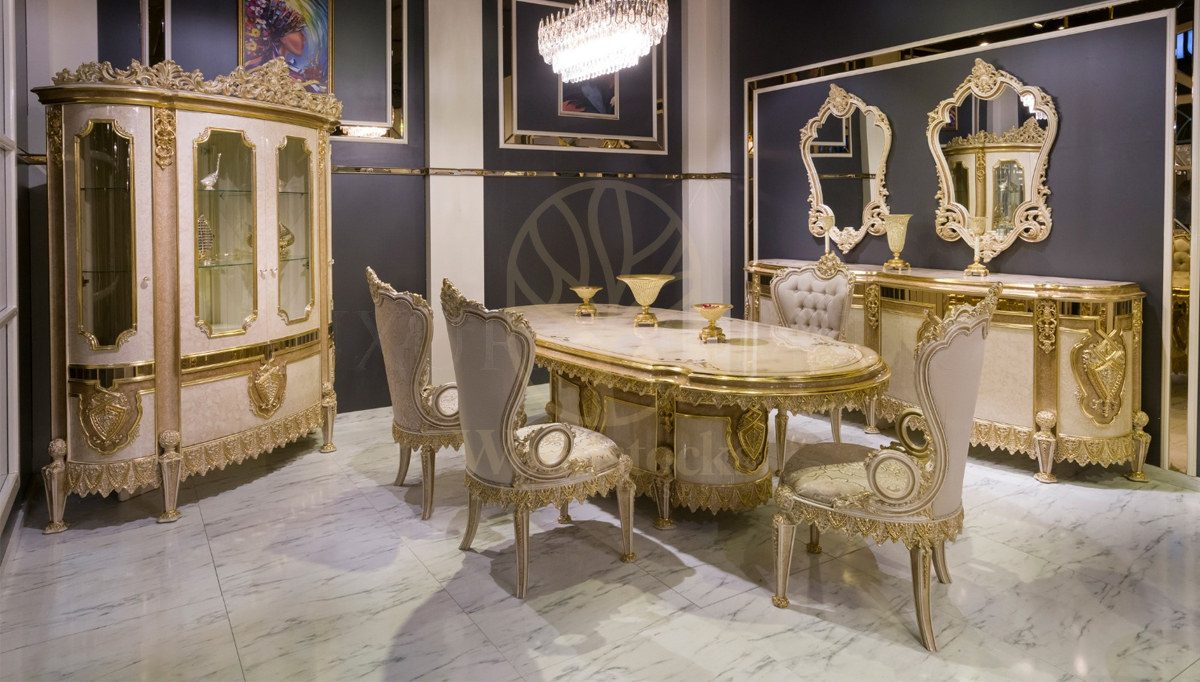 Royal Melina Hand Carved Teak Dining Table Set, Saharanpur, Dining Table