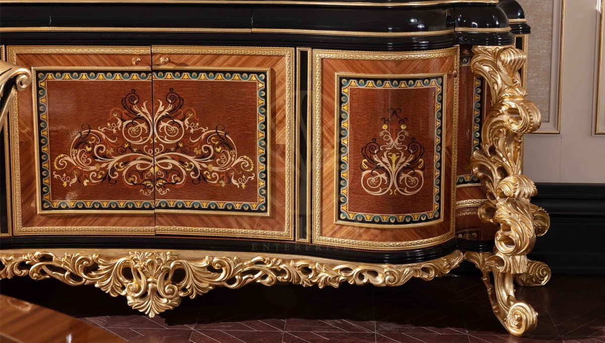 Royal Panamera Marquetry Hand Carved Teak Dining Table Set, Saharanpur, view 10