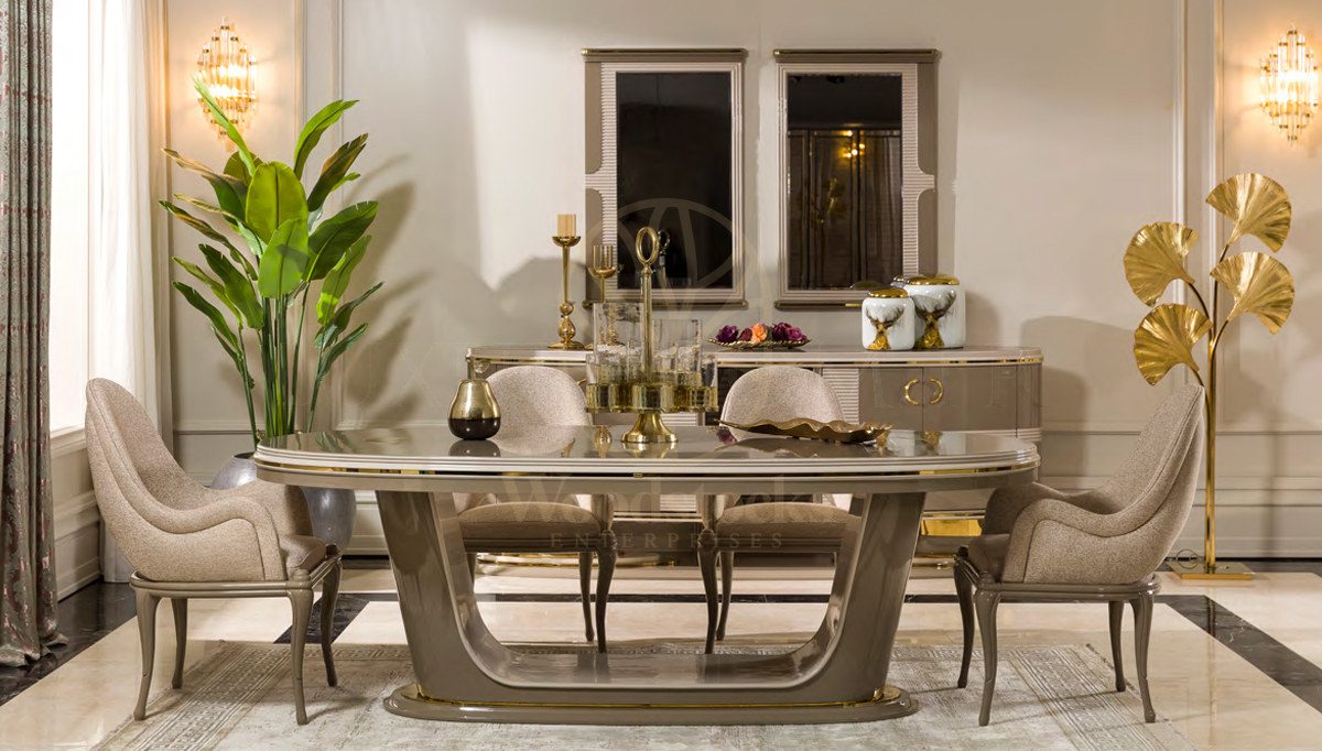 Luxury Fendi Handcrafted Teak Dining Table Set, Saharanpur, view 2
