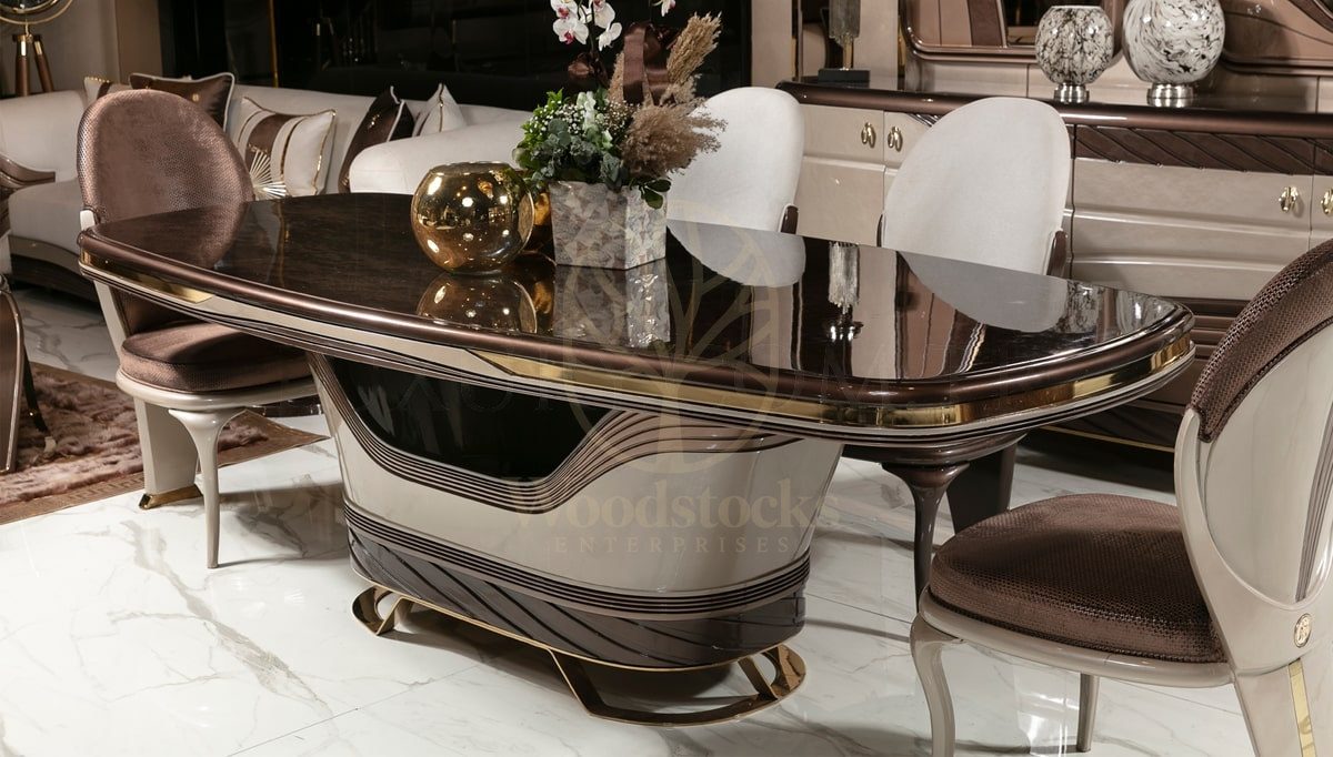 Luxury Zenon Handcrafted Teak Dining Table Set, Saharanpur, view 3