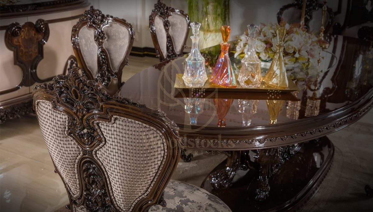 Royal Doyle Hand Carved Teak Dining Table Set, Saharanpur, view 6