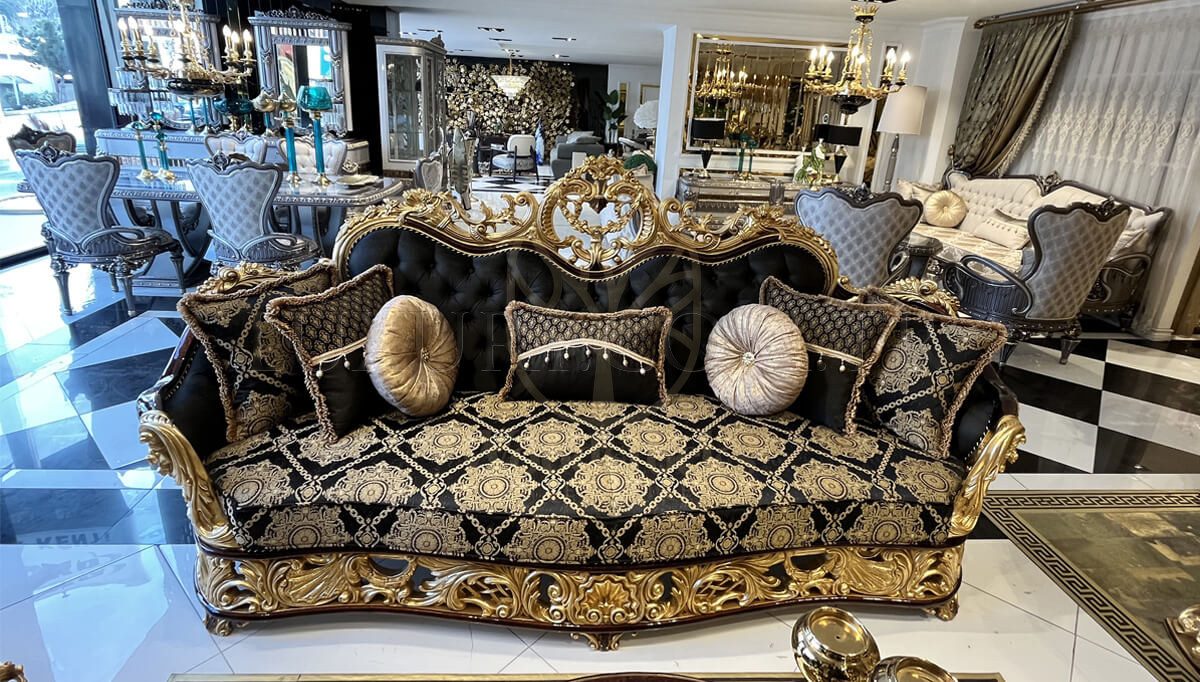 Royal Kral Black Hand Carved Teak Sofa Set, Saharanpur, view 2