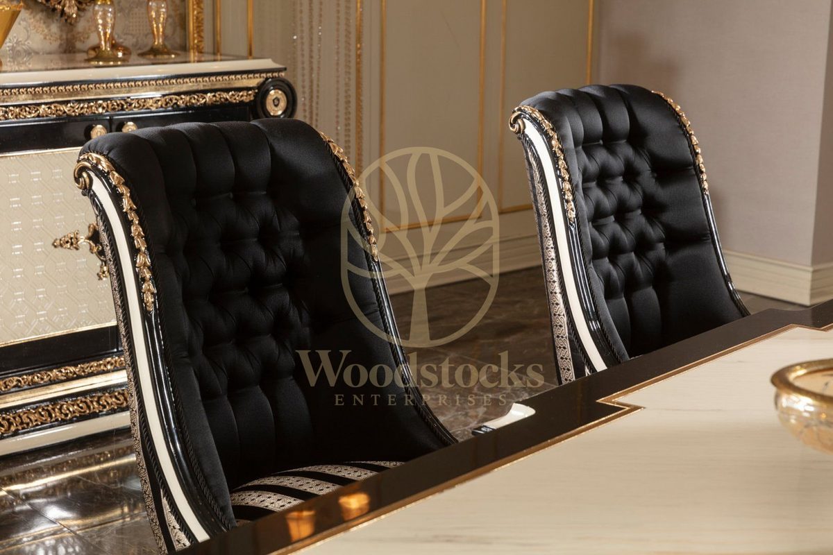 Teak Lyon Black and Gold Dining Set, view 8