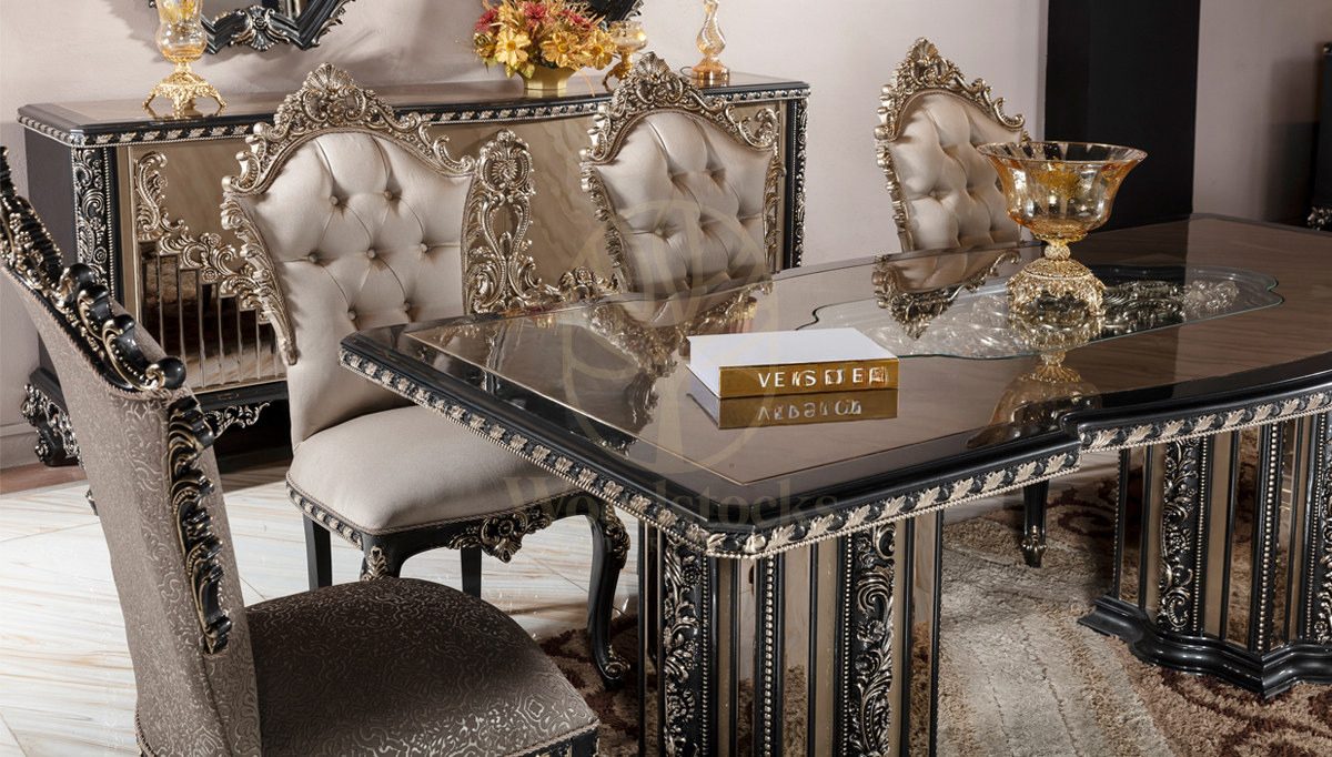 Royal Madley Hand Carved Teak Dining Table Set, Saharanpur, view 9