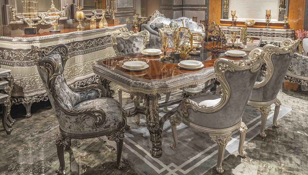 Royal Cenevre Hand Carved Teak Dining Table Set, Saharanpur, view 7