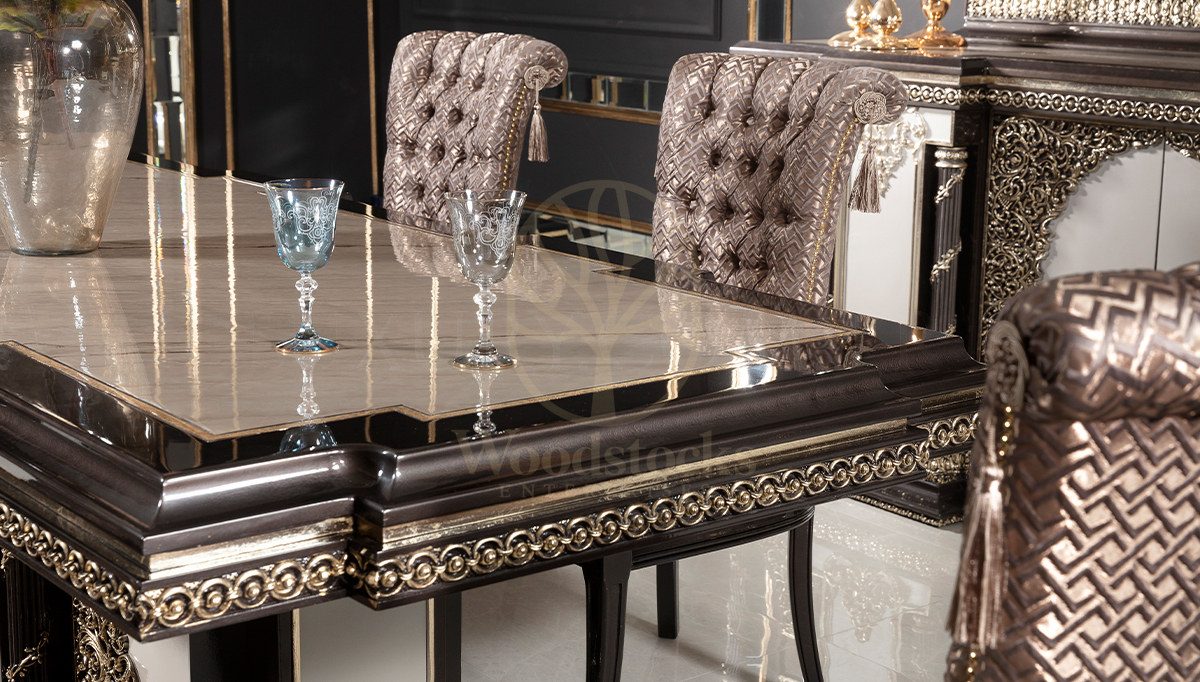 Royal Nazende Hand Carved Teak Dining Table Set II, Saharanpur, view 4