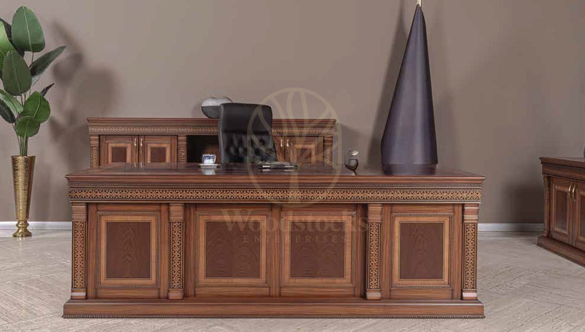 Royal Sahika Hand Carved Teak Office Table, Saharanpur, view 2