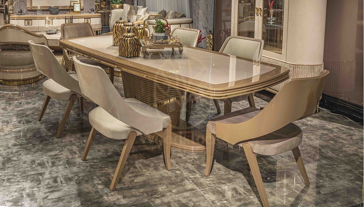 Luxury Mozena Handcrafted Teak Dining Table Set, Saharanpur, view 2