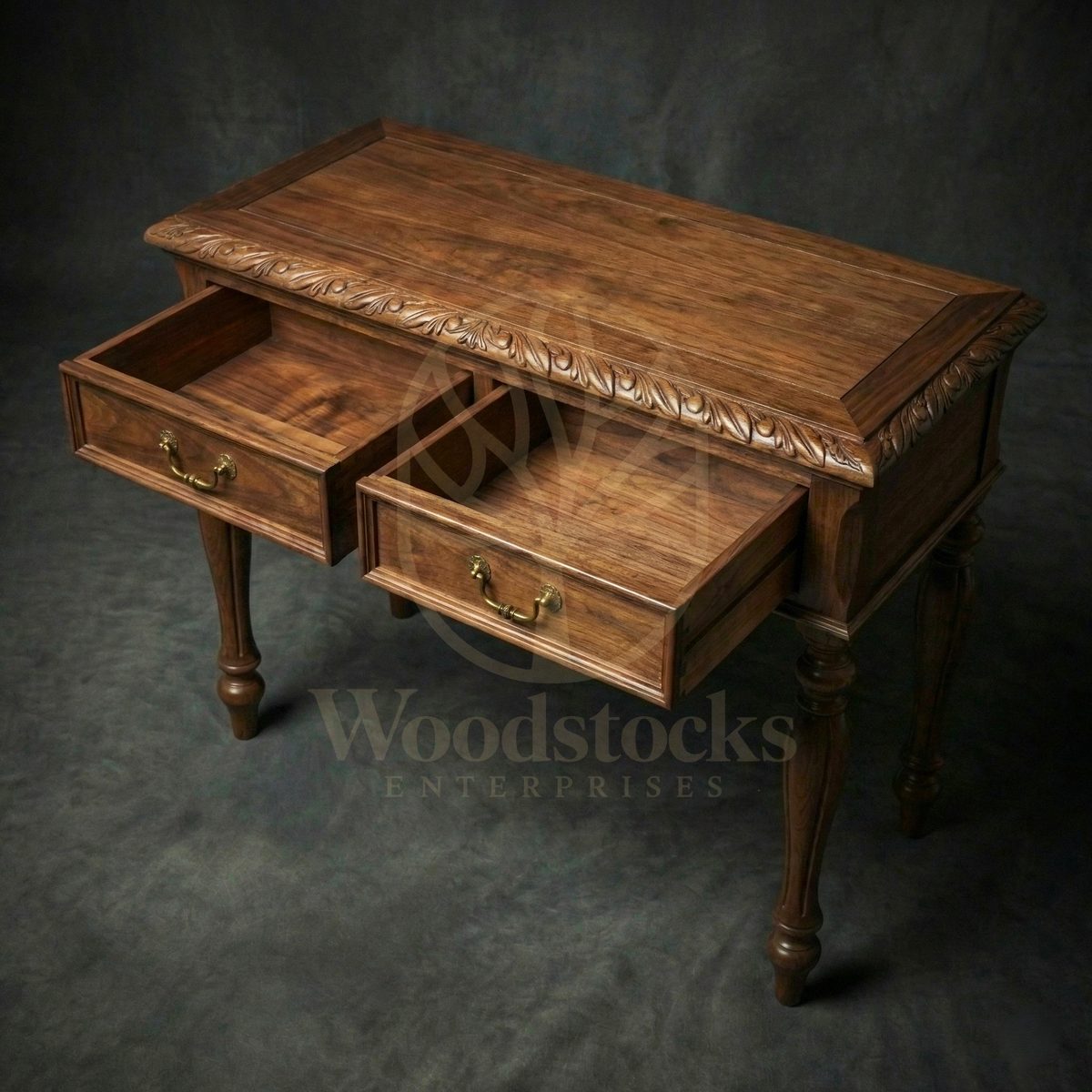 Hand Carved Teak Mayfair Classical Entry Console, Saharanpur, view 3