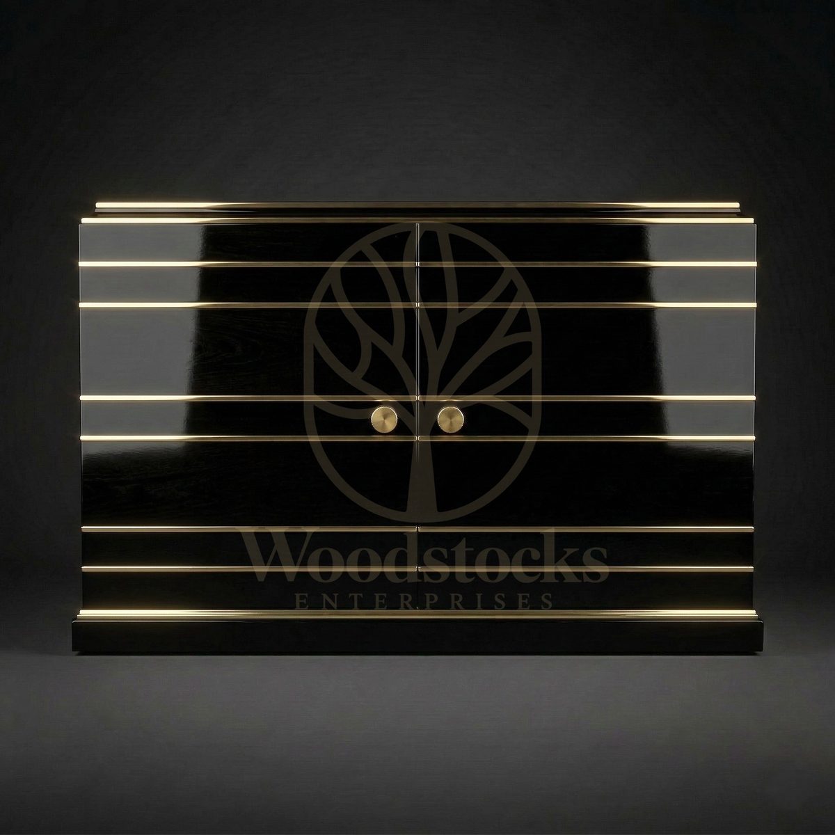 Luxury Teak Minuit Noir Art Deco Sideboard, Saharanpur, Sideboard