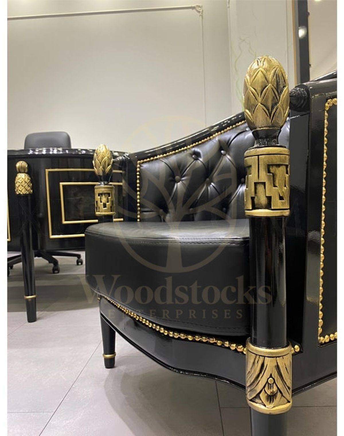 Royal Seher Hand Carved Teak Office Table, Saharanpur, view 3