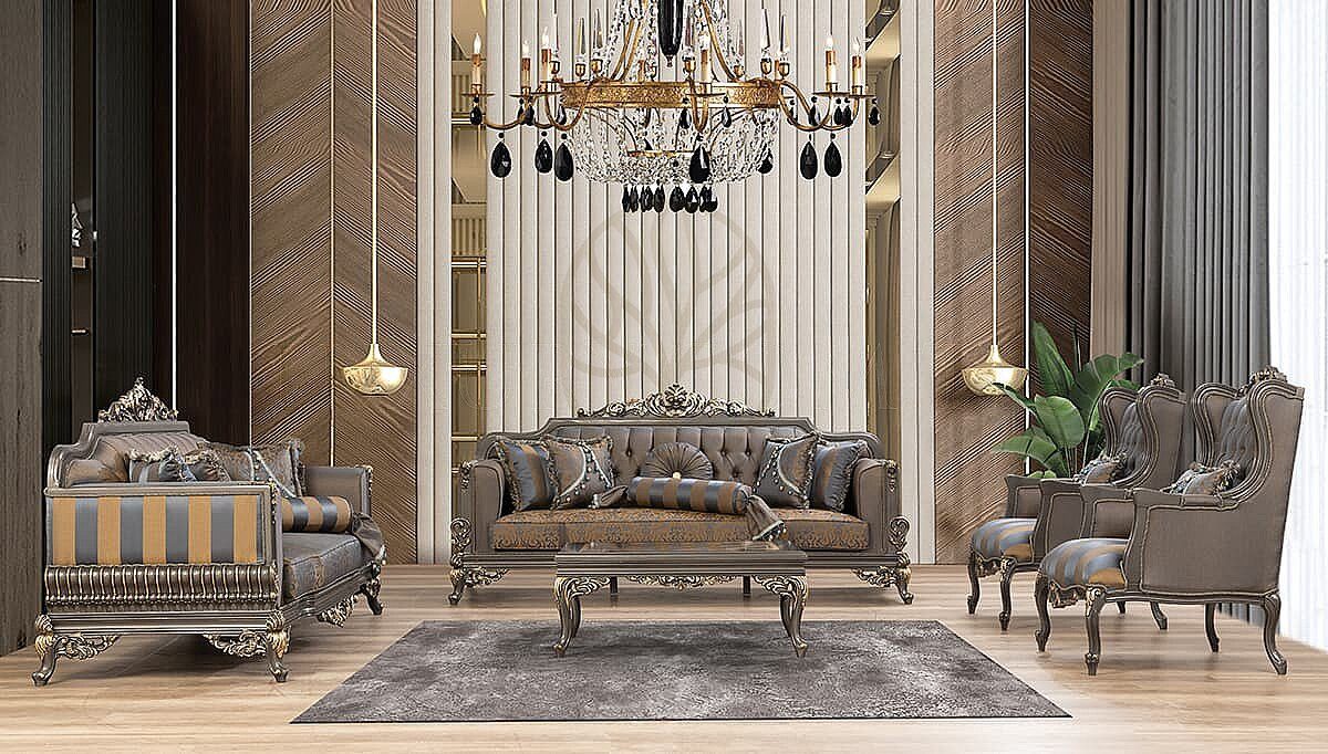 Luxury Melora Grey Handcrafted Teak Sofa Set, Saharanpur, view 3