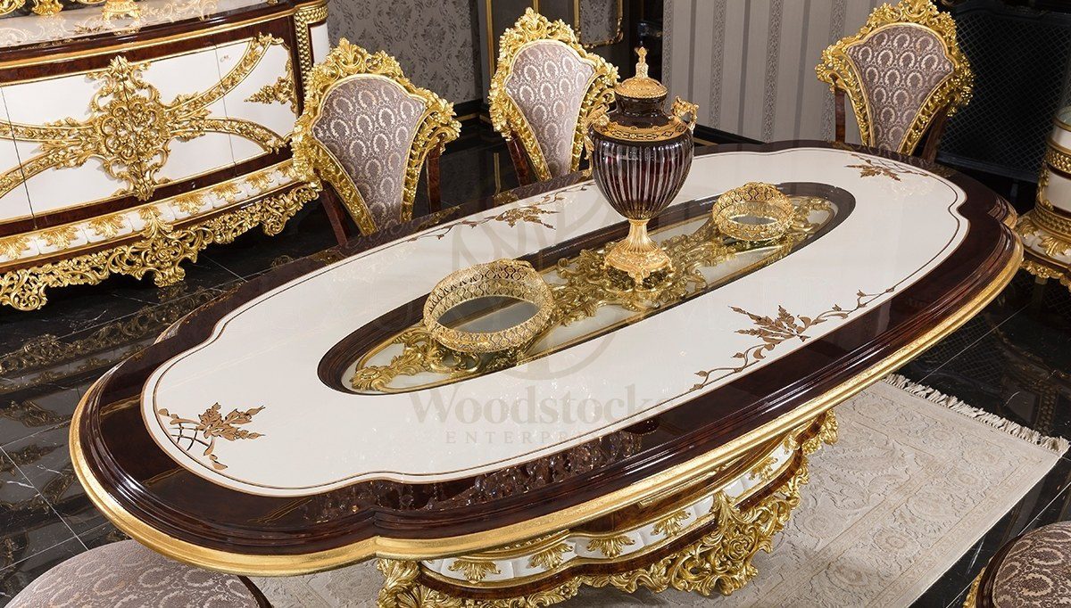 Royal Hunkar Hand Carved Teak Dining Table Set, Saharanpur, view 9