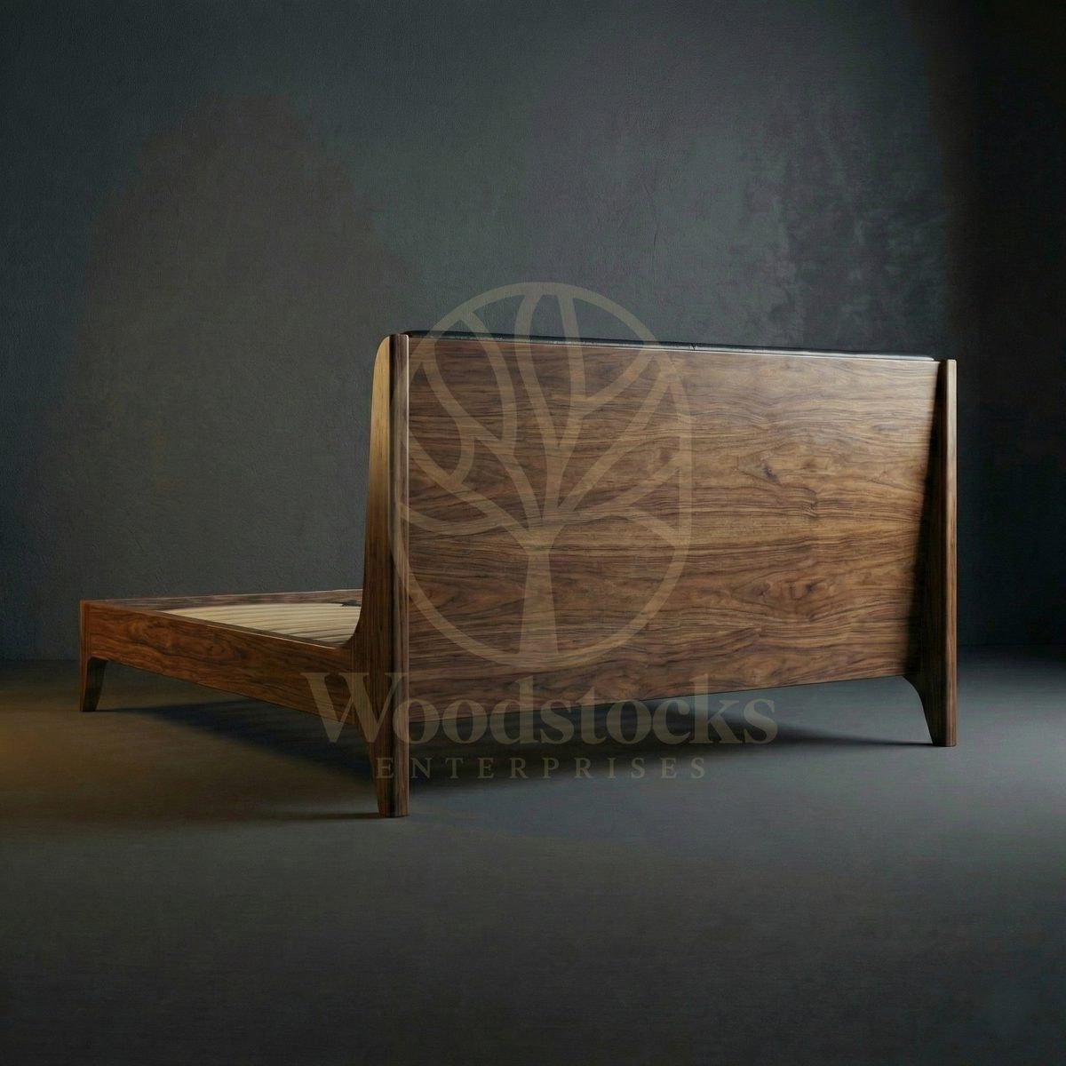 Luxury Teak Normandie Streamline Moderne Leatherback Bed, Saharanpur, view 6