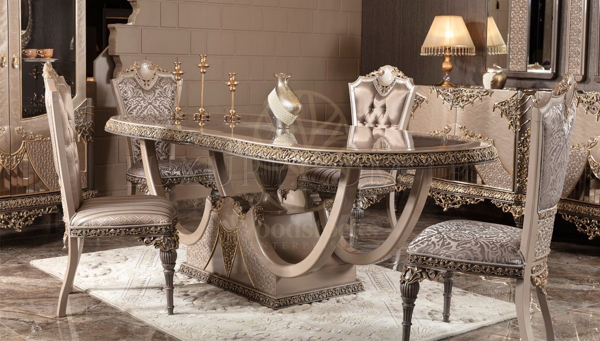 Royal Valena Hand Carved Teak Dining Table Set, Saharanpur, view 2