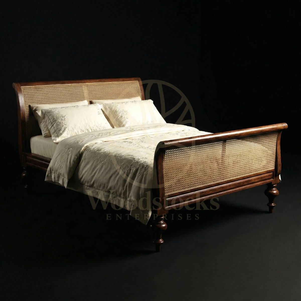 Royal Teak Arles Provincial Cane-Back Bed, Saharanpur, King Size Bed