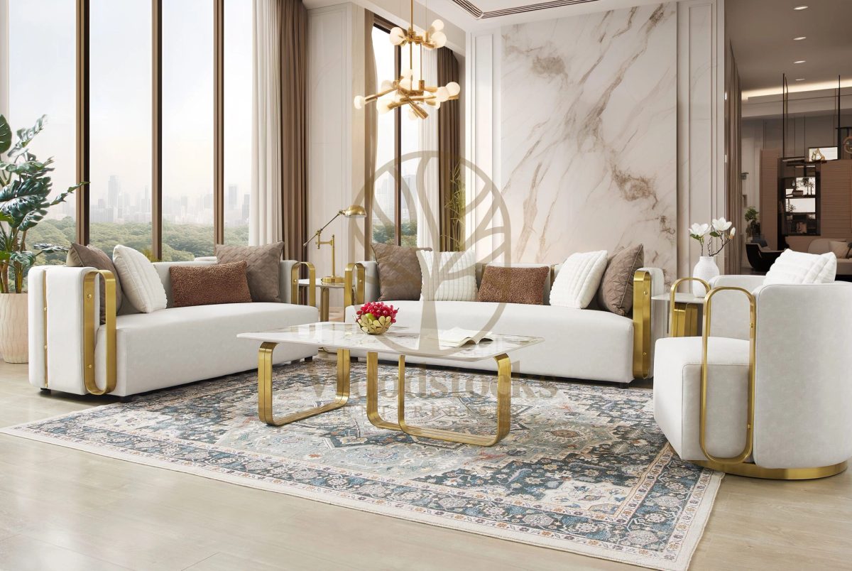 Modern Casaliving Comfortable Gold Sofa Set, Sofa Set