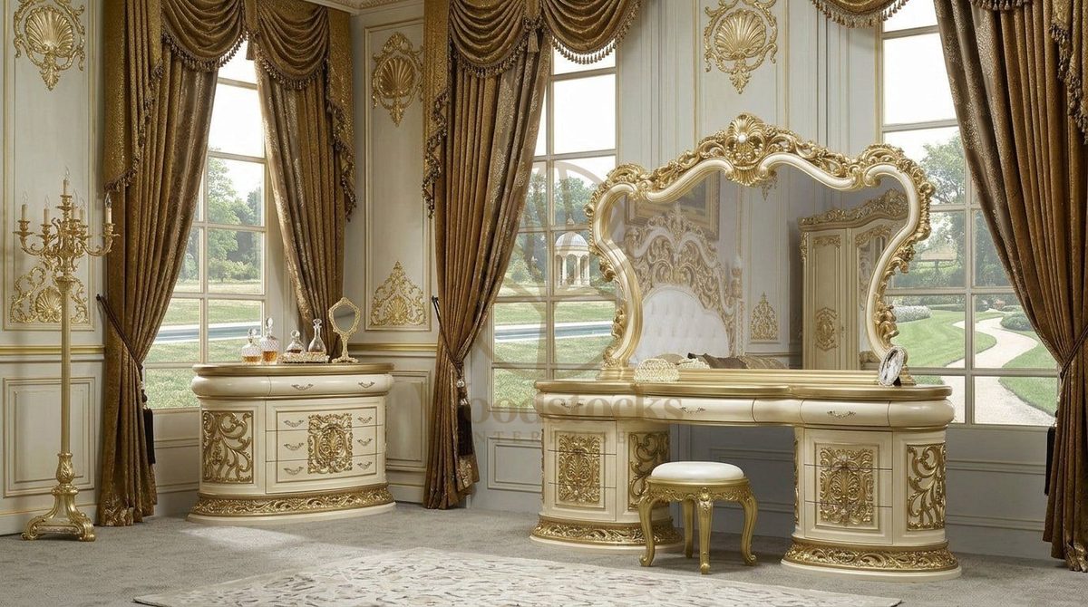 Teak Ornate Gold Dressing Table III, view 4