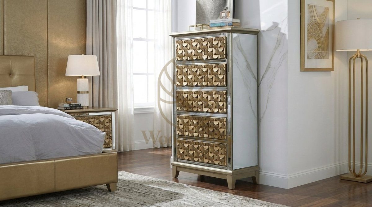 Teak Vintage Gold Chest of Drawers, view 5