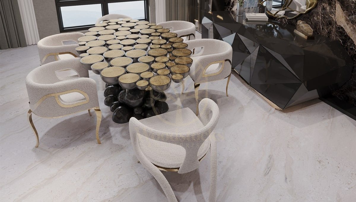 Luxury Nateva Handcrafted Teak Dining Table Set, Saharanpur, view 2