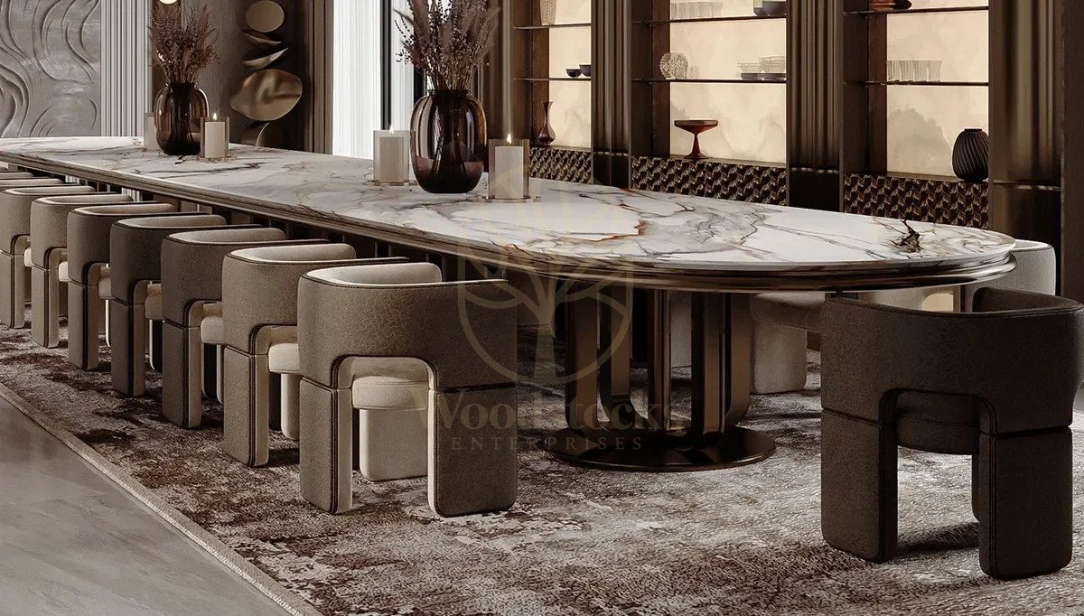 Luxury Dining Marble Handcrafted Teak Dining Table Set, Saharanpur, view 4