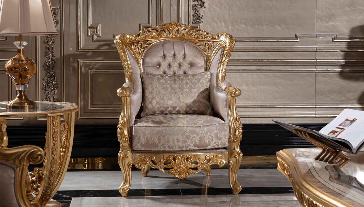 Royal Sultanahmet Gold Leaf Hand Carved Teak Sofa Set, Saharanpur, view 10
