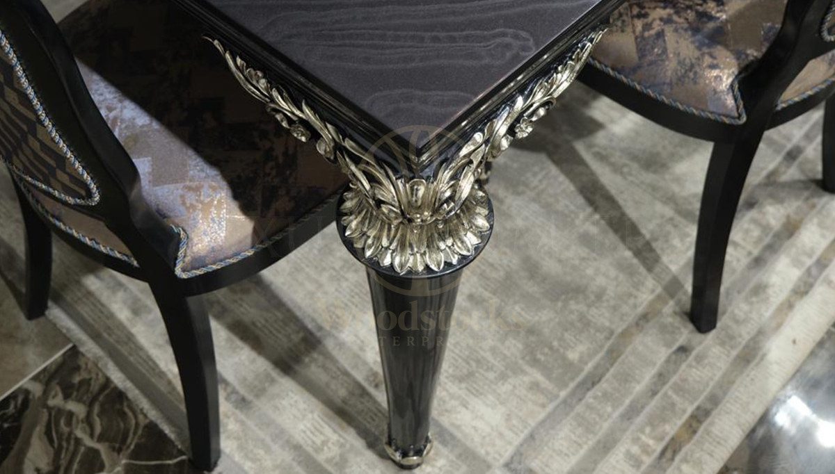 Royal Akranes Hand Carved Teak Dining Table Set, Saharanpur, view 7